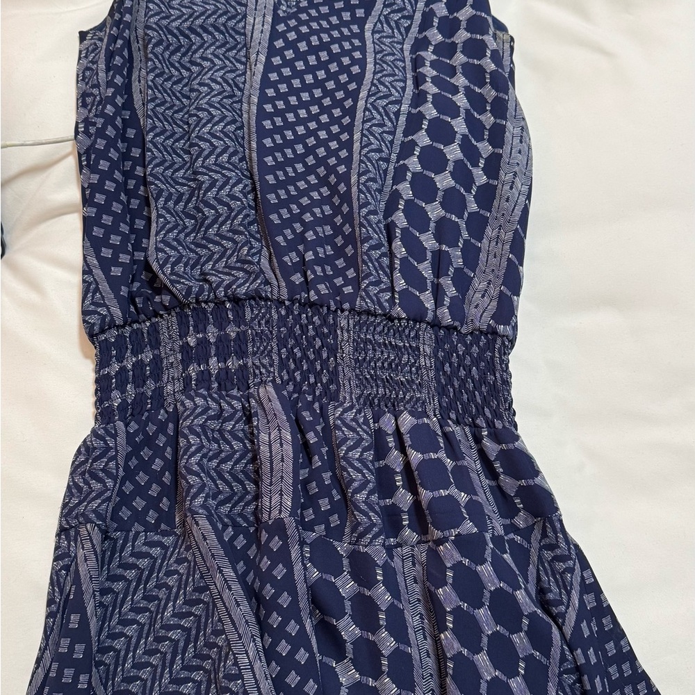 Navy Blue Patterned Women's Dress